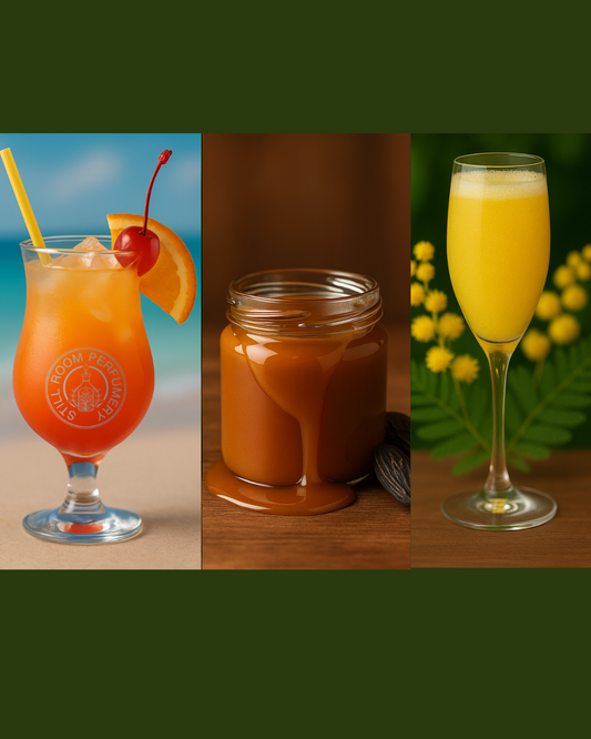 Trio scents Box - 3 x 50g Candle Mimosa Dream, Caramel Tonka, Tropical Temptation
