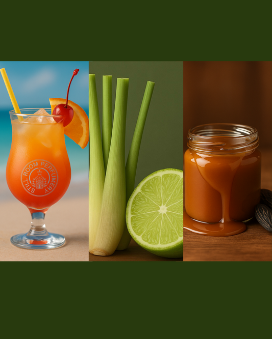Trio scents Box - 3 x 50g Candle Lemongrass and Lime Breeze, Caramel Tonka, Tropical Temptation